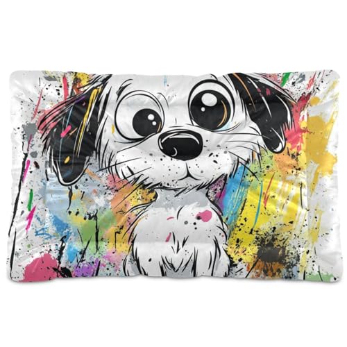 Haustier-Schlafmatte mit Cartoon-Motiv, waschbar, rutschfest, weich, bequem, für mittelgroße und große Hunde, 91,4 x 61 cm von Yoogain