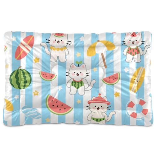 Haustier-Schlafmatte mit niedlichem Cartoon-Motiv, waschbar, weich, rutschfest, für große, mittelgroße und kleine Hunde, 91,4 x 61 cm, Weiß von Yoogain