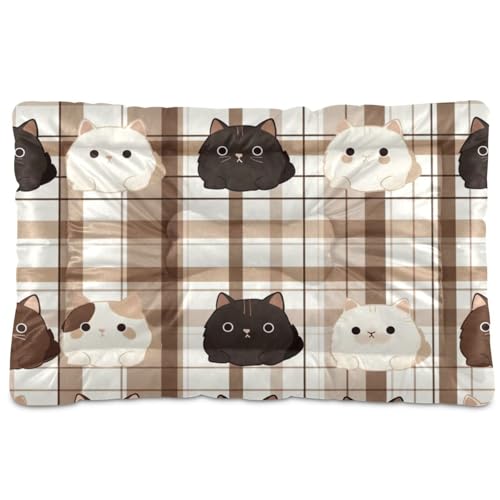 Haustierbett, waschbar, weich, bequem, rutschfeste Unterseite, Hundekäfigunterlage für große, mittelgroße und kleine Hunde, 91,4 x 61 cm, Braun von Yoogain