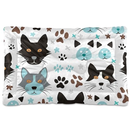 Haustierbett, waschbar, weich, bequem, rutschfeste Unterseite, für mittelgroße und große Hunde, 91,4 x 61 cm, Schwarz / Blau / Weiß von Yoogain