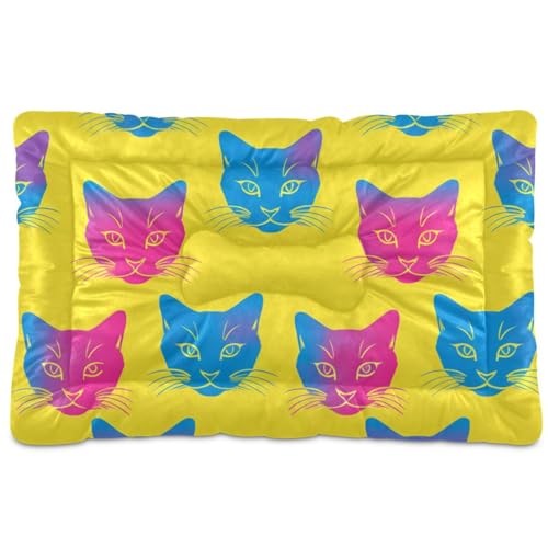 Haustierbett-Matte mit gelbem Farbverlauf, waschbar, rutschfest, weich, bequem, für große Jumbo, mittelgroße und kleine Hunde, 91,4 x 61 cm von Yoogain