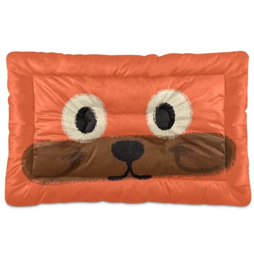 Haustierbett-Matte mit niedlichen Cartoon-Katzenaugen, waschbar, weich, bequem, rutschfeste Unterseite, für mittelgroße und große Hunde, 91,4 x 61 cm, Orange von Yoogain