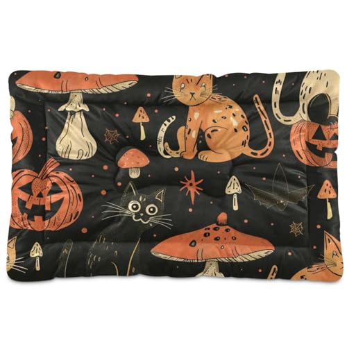 Haustierbett für Katzen, Kürbisse, Pilze, waschbar, rutschfest, weich, bequem, für große Jumbo, mittelgroße und kleine Hunde, 91,4 x 61 cm von Yoogain