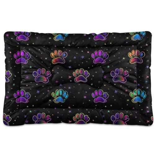 Haustiermatratze, fluoreszierend, regenbogenfarben, waschbar, weich, rutschfest, für mittelgroße und große Hunde, 91,4 x 61 cm von Yoogain