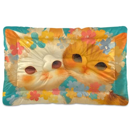 Haustiermatratze im Vintage-Stil, niedliche Katzen, waschbar, rutschfest, weich, bequem, für mittelgroße und große Hunde, 91,4 x 61 cm von Yoogain