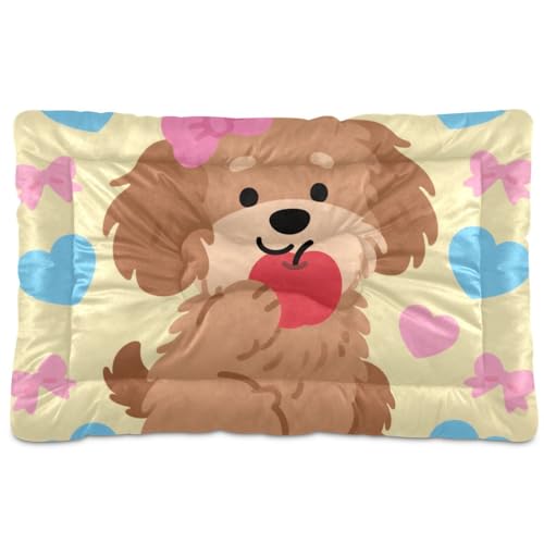 Haustiermatratze mit Cartoon-Motiv, waschbar, rutschfest, weich, bequem, für mittelgroße und große Hunde, 91,4 x 61 cm, Braun von Yoogain