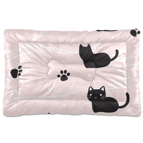 Haustiermatratze mit niedlichem Katzenpfotenabdruck, waschbar, rutschfest, weich, bequem, für mittelgroße und große Hunde, 91,4 x 61 cm von Yoogain
