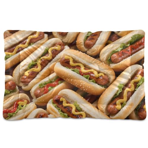Hot Dog Hundebett, waschbar, rutschfest, weich, bequem, für mittelgroße und große Hunde, 91,4 x 61 cm von Yoogain
