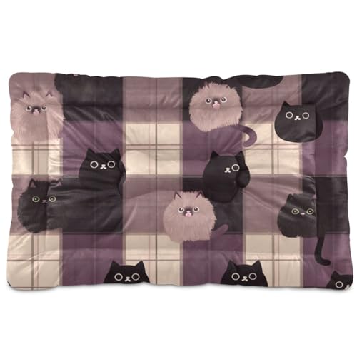 Hunde-Schlafmatratze, waschbar, weich, bequem, rutschfeste Unterseite, Haustierbett für große, mittelgroße und kleine Hunde, 91,4 x 61 cm, Violett / Schwarz von Yoogain