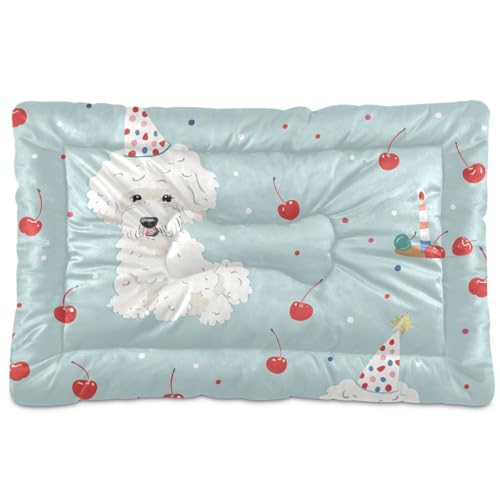 Hunde-Schlafmatratze mit Cartoon-Motiv, waschbar, weich, rutschfest, für große, mittelgroße und kleine Hunde, 91,4 x 61 cm, Blau von Yoogain