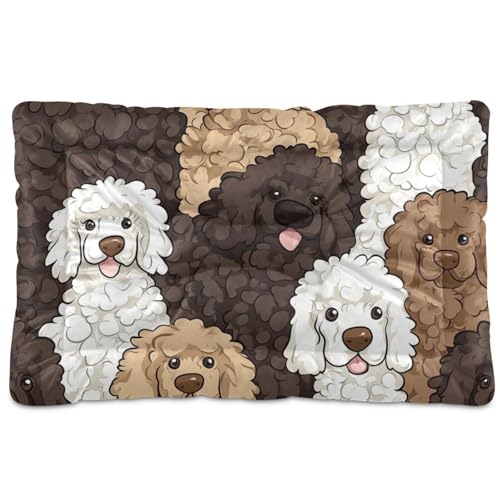 Hunde- und Katzenbett, Motiv: Pudel, lebendige Farben, waschbar, weich, bequem, rutschfeste Unterseite, für mittelgroße und große Hunde, 91,4 x 61 cm von Yoogain