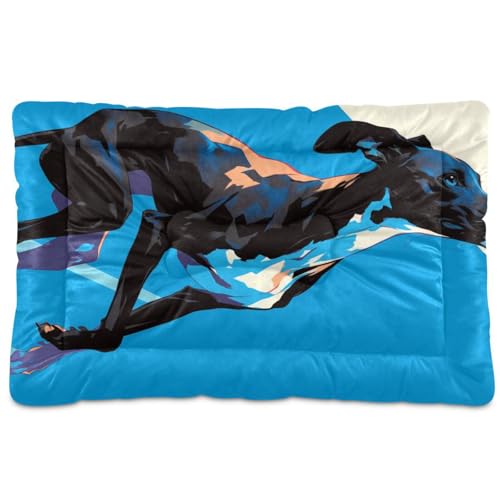 Hunde- und Katzenbett, waschbar, weich, rutschfest, für mittelgroße und große Hunde, 91,4 x 61 cm, Blau von Yoogain