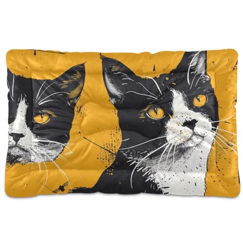 Hunde- und Katzenbett, waschbar, weich, rutschfest, für mittelgroße und große Hunde, 91,4 x 61 cm, Schwarz und Weiß von Yoogain