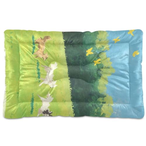 Hunde- und Katzenbett mit Cartoon-Motiv, waschbar, weich, bequem, rutschfeste Unterseite, für mittelgroße und große Hunde, 91,4 x 61 cm, Weiß von Yoogain