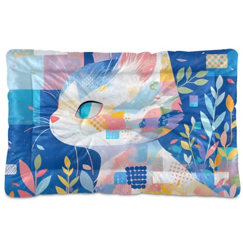 Hundebett, bunt, blau, geometrisch, waschbar, rutschfest, weich, bequem, für mittelgroße und große Hunde, 91,4 x 61 cm von Yoogain