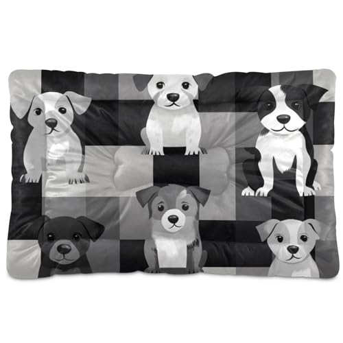 Hundebett, waschbar, Cartoon-Motiv, rutschfest, weich, bequem, für mittelgroße und große Hunde, 91,4 x 61 cm, Grau von Yoogain