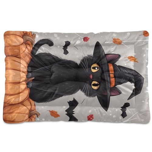 Hundebett, waschbar, Halloween, rutschfest, weich, bequem, für mittelgroße und große Hunde, 91,4 x 61 cm, Schwarz von Yoogain