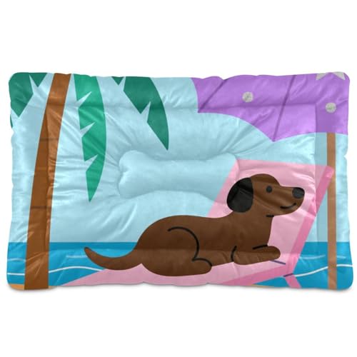 Hundebett, waschbar, rutschfest, weich, bequem, für mittelgroße und große Hunde, 91,4 x 61 cm, Braun von Yoogain