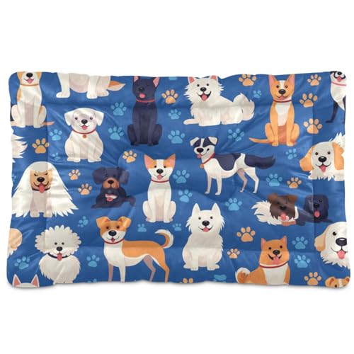 Hundebett, waschbar, weich, bequem, rutschfeste Unterseite, für große, mittelgroße und kleine Hunde, 91,4 x 61 cm, Blau von Yoogain