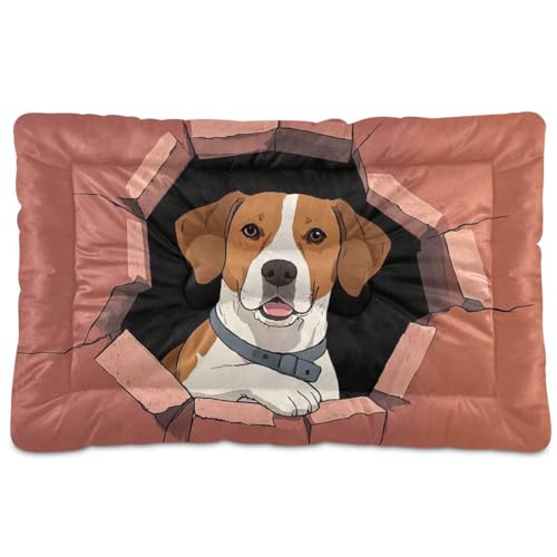 Hundebett, waschbar, weich, rutschfest, für große, mittelgroße und kleine Hunde, 91,4 x 61 cm, Rot von Yoogain
