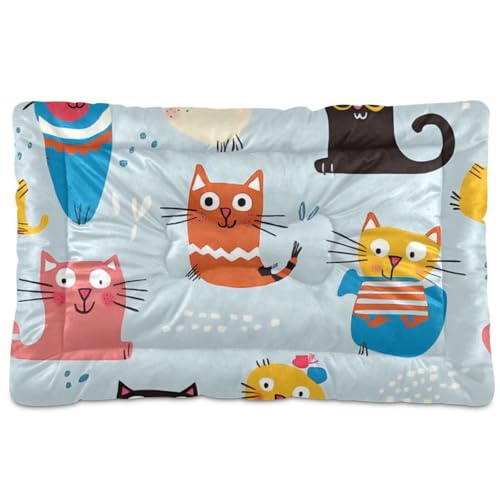 Hundebett-Matte im Boho-Stil mit Katzen, bunt, waschbar, rutschfest, weich, bequem, für große, mittelgroße und kleine Hunde, 91,4 x 61 cm von Yoogain