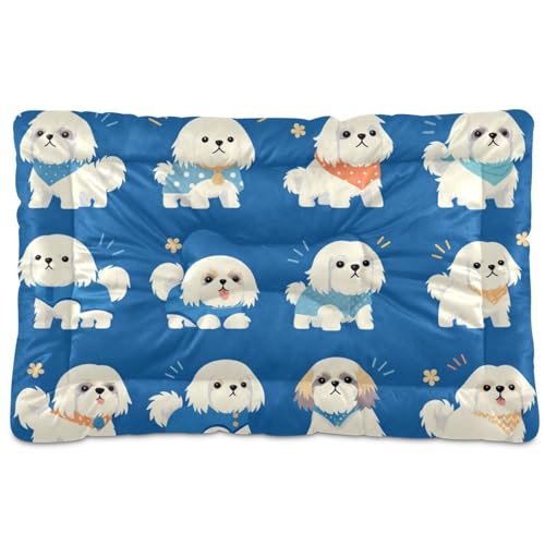 Hundebett-Matte mit niedlichem Cartoon-Motiv, waschbar, rutschfest, weich, bequem, für mittelgroße und große Hunde, 91,4 x 61 cm von Yoogain