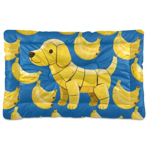 Hundebett mit niedlichem Cartoon-Bananenmotiv, waschbar, weich, bequem, rutschfeste Unterseite, für große, mittelgroße und kleine Hunde, 91,4 x 61 cm von Yoogain