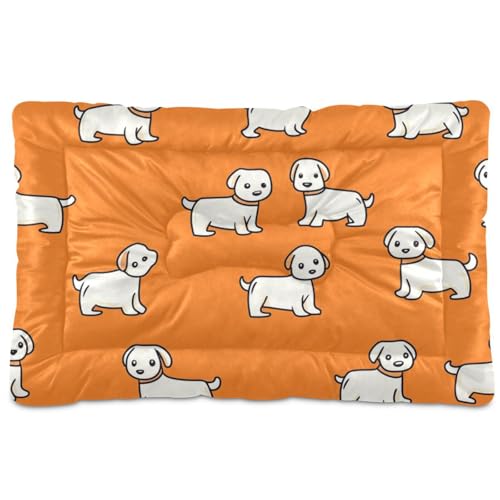 Hundebettunterlage im Kritzel-Stil, waschbar, rutschfest, weich, bequem, für mittelgroße und große Hunde, 91,4 x 61 cm, Orange von Yoogain