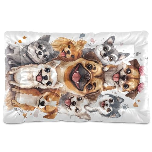 Hundebettunterlage mit niedlichem Cartoon-Motiv, waschbar, weich, rutschfest, für große, mittelgroße und kleine Hunde, 91,4 x 61 cm von Yoogain