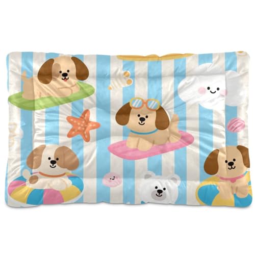 Hundehütte mit Cartoon-Motiv, waschbar, weich, bequem, rutschfeste Unterseite, für große, mittelgroße und kleine Hunde, 91,4 x 61 cm, Braun von Yoogain