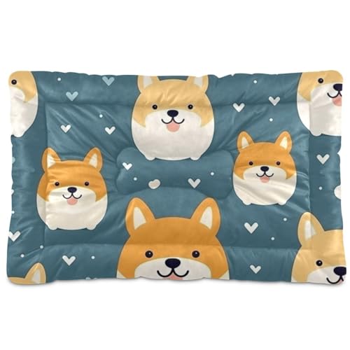Hundematratze, waschbar, rutschfest, weich, bequem, für große, mittelgroße und kleine Hunde, 91,4 x 61 cm, Blau / Gelb von Yoogain