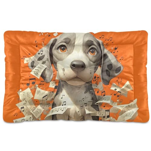 Hundeschlafmatratze mit niedlichem Beagle-Motiv, waschbar, weich, rutschfest, für große, mittelgroße und kleine Hunde, 91,4 x 61 cm, Orange von Yoogain