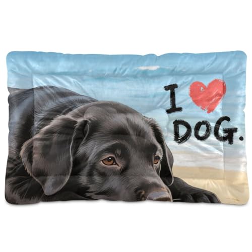 I Love Dog Sea Hunde- und Katzenbett, waschbar, weich, rutschfest, für mittelgroße und große Hunde, 91,4 x 61 cm von Yoogain