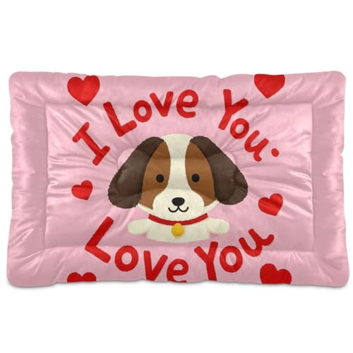 I Love You Hunde-Schlafmatratze, waschbar, weich, rutschfest, für große, mittelgroße und kleine Hunde, 91,4 x 61 cm von Yoogain