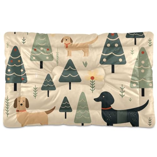 Merry Christmas Hundebett, waschbar, weich, rutschfest, für mittelgroße und große Hunde, 91,4 x 61 cm, Beige von Yoogain