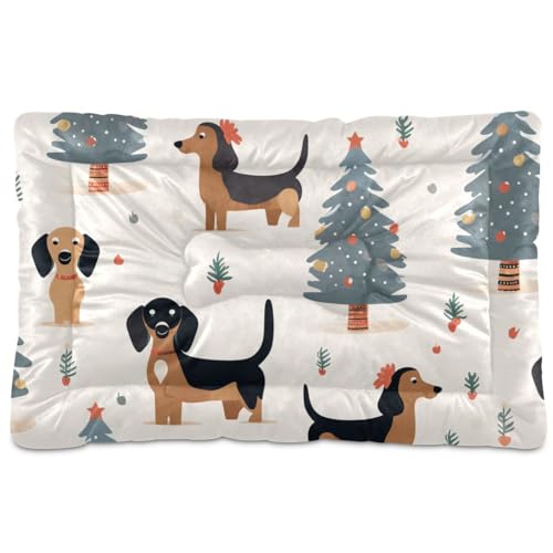 Merry Christmas Hundebett, waschbar, weich, rutschfest, für mittelgroße und große Hunde, 91,4 x 61 cm, Weiß von Yoogain