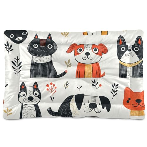 Minimalistische Hundematte mit Cartoon-Motiv, waschbar, weich, bequem, rutschfeste Unterseite, für große Jumbo, mittelgroße und kleine Hunde, 91,4 x 61 cm von Yoogain