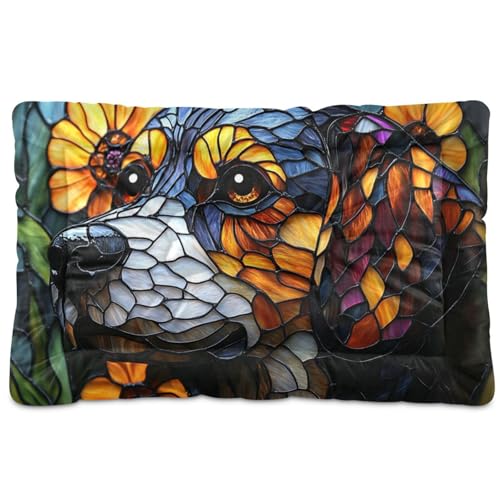 Niedliche Hunde-Schlafmatratze im Bohemian-Stil, waschbar, weich, bequem, rutschfeste Unterseite, für mittelgroße und große Hunde, 91,4 x 61 cm von Yoogain