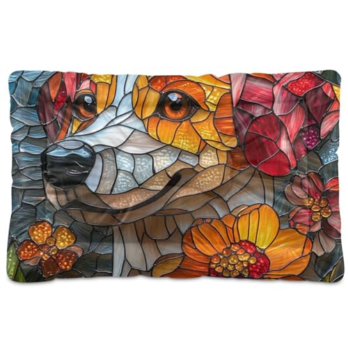 Niedliche Hundematratze im Bohemian-Stil, waschbar, weich, rutschfest, für große, mittelgroße und kleine Hunde, 91,4 x 61 cm von Yoogain