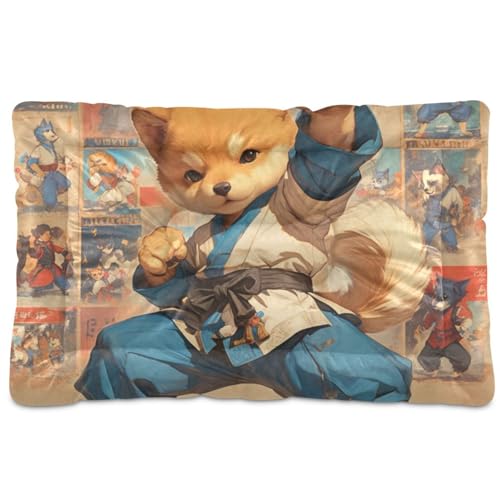 Niedliches Kung-Fu-Hundebett, kühl, waschbar, rutschfest, weich, bequem, für mittelgroße und große Hunde, 91,4 x 61 cm von Yoogain