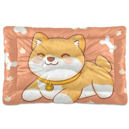 Shiba Inu Hundematratze, waschbar, weich, rutschfest, für mittelgroße und große Hunde, 91,4 x 61 cm, Orange von Yoogain