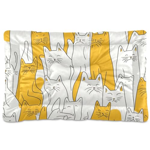 Sweet Siamesecats Haustierbett, waschbar, rutschfest, weich, bequem, für große, mittelgroße und kleine Hunde, 91,4 x 61 cm, Gelb von Yoogain