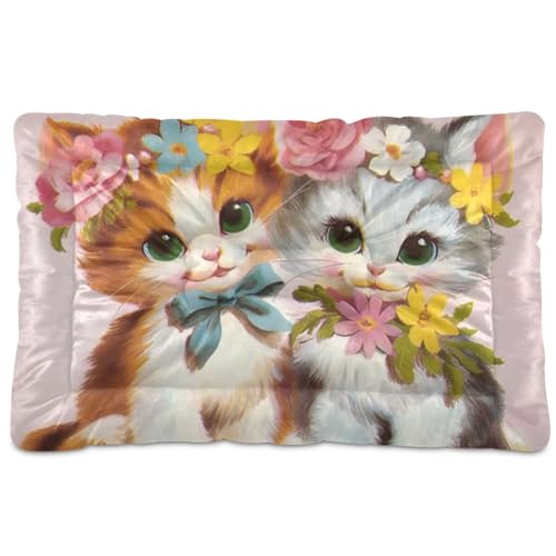 Vinrage Hundematratze, Retro-Blumen, waschbar, rutschfest, weich, bequem, für mittelgroße und große Hunde, 91,4 x 61 cm von Yoogain