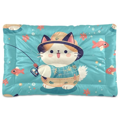 Waschbare Haustiermatratze mit Cartoon-Motiv, weich, bequem, rutschfeste Unterseite, für große, mittelgroße und kleine Hunde, 91,4 x 61 cm von Yoogain