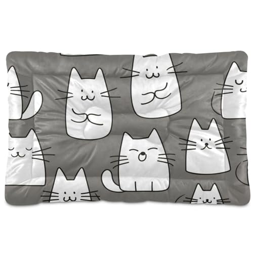 Waschbare Hunde-Schlafmatratze mit Cartoon-Katzen-Motiv, weich, rutschfest, für große, mittelgroße und kleine Hunde, 91,4 x 61 cm von Yoogain