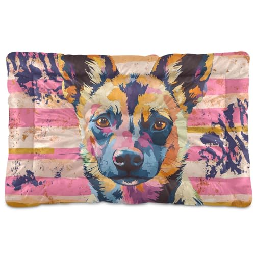 Wild Dog Hundebett, waschbar, weich, bequem, rutschfeste Unterseite, für mittelgroße und große Hunde, 91,4 x 61 cm, Rosa und Gold von Yoogain