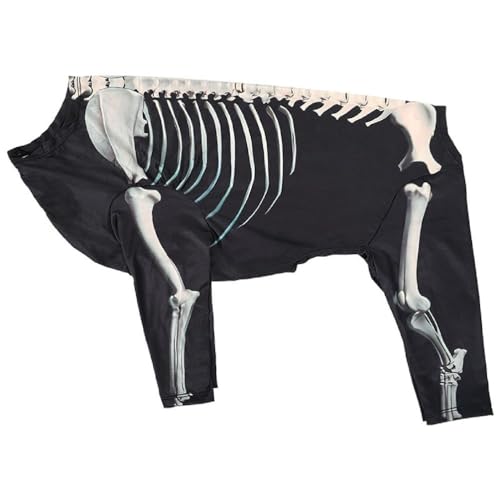 Hunde-Sweatshirt mit Skelett-Druck, modisches Haustier-Kapuzenpullover, Party-Kostüm für Haustiere, Halloween-Pullover, atmungsaktiv, dehnbar, Welpenanzug, Skelett-Hundekostüm, Skelett-Druck, von Yooghuge