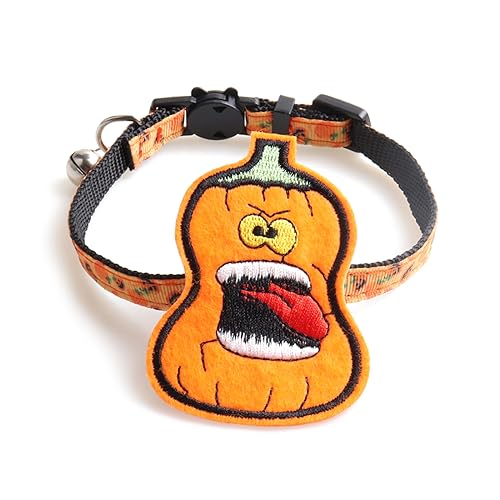 Yooghuge Katzenhalsbänder, Halloween-Katzenhalsband, verstellbares Hundehalsband mit Glocken, Kürbismuster, Kätzchenhalsband, Katzen, Festival, Kostüm, Foto-Outfit für Katzen, Welpen, kleine, Yooghuge Katzenhalsbänder, Halloween-Katzenhalsband, verstellbares Hundehalsband mit Glocken, Kürbismuster, Kätzchenhalsband, Katzen, Festival, Kostüm, Foto-Outfit für Katzen, Welpen, kleine, von Yooghuge