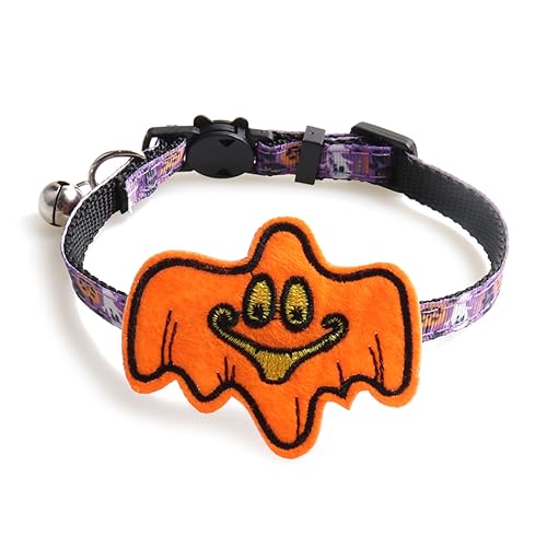 Yooghuge Katzenhalsbänder, Halloween-Katzenhalsband, verstellbares Hundehalsband mit Glocken, Kürbismuster, Kätzchenhalsband, Katzen, Festival, Kostüm, Foto-Outfit für Katzen, Welpen, kleine, Yooghuge Katzenhalsbänder, Halloween-Katzenhalsband, verstellbares Hundehalsband mit Glocken, Kürbismuster, Kätzchenhalsband, Katzen, Festival, Kostüm, Foto-Outfit für Katzen, Welpen, kleine, von Yooghuge