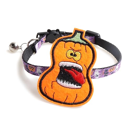Yooghuge Katzenhalsbänder, Halloween-Katzenhalsband, verstellbares Hundehalsband mit Glocken, Kürbismuster, Kätzchenhalsband, Katzen, Festival, Kostüm, Foto-Outfit für Katzen, Welpen, kleine, Yooghuge Katzenhalsbänder, Halloween-Katzenhalsband, verstellbares Hundehalsband mit Glocken, Kürbismuster, Kätzchenhalsband, Katzen, Festival, Kostüm, Foto-Outfit für Katzen, Welpen, kleine, von Yooghuge